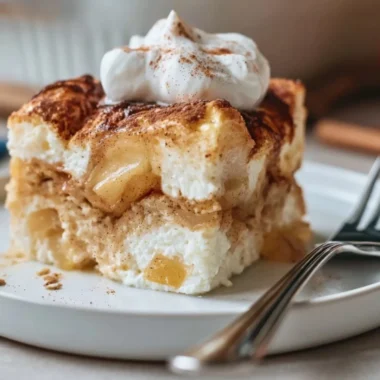Delicious Apple Cinnamon Cottage Cheese Bake served in a rustic dish