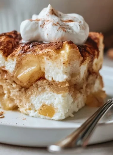 Delicious Apple Cinnamon Cottage Cheese Bake served in a rustic dish