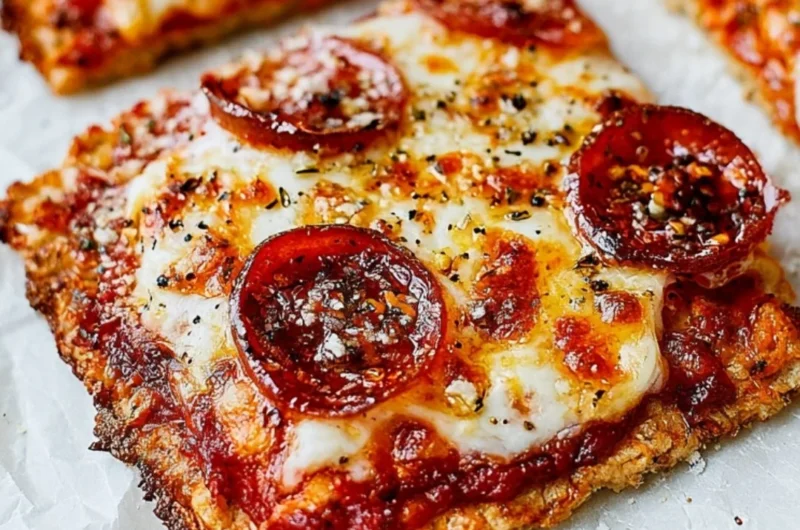 Delicious Chicken Crust Pizza topped with fresh ingredients