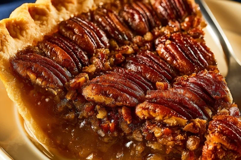Sugar-free diabetic pecan pie served on a plate with walnuts and whipped cream