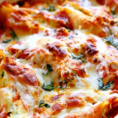 Delicious easy stuffed shells filled with cheese and herbs, ready to serve.