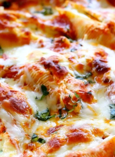 Delicious easy stuffed shells filled with cheese and herbs, ready to serve.