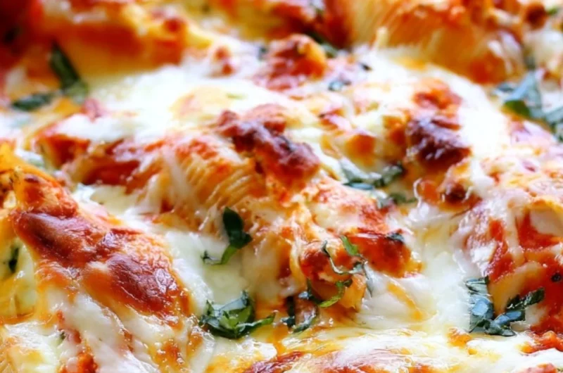 Delicious easy stuffed shells filled with cheese and herbs, ready to serve.