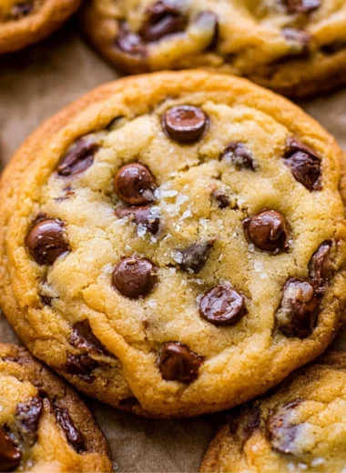 A plate of delicious everyday chocolate chip cookies with chocolate chunks