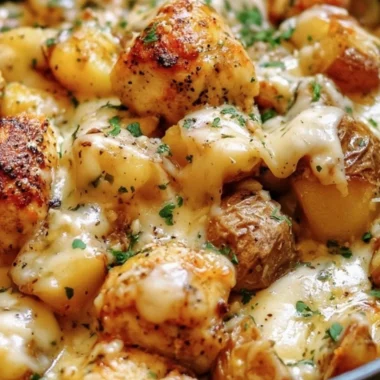 Garlic Parmesan Chicken served with roasted potatoes on a plate
