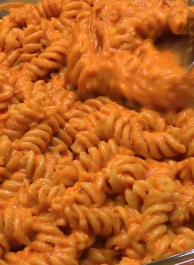 Delicious high protein creamy tomato pasta served in a bowl