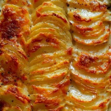 Delicious Potatoes Au Gratin with creamy cheese and layers of potatoes