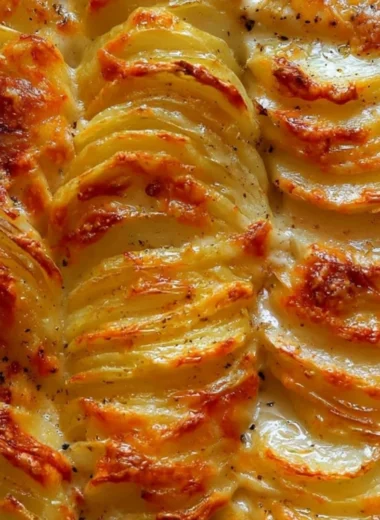 Delicious Potatoes Au Gratin with creamy cheese and layers of potatoes